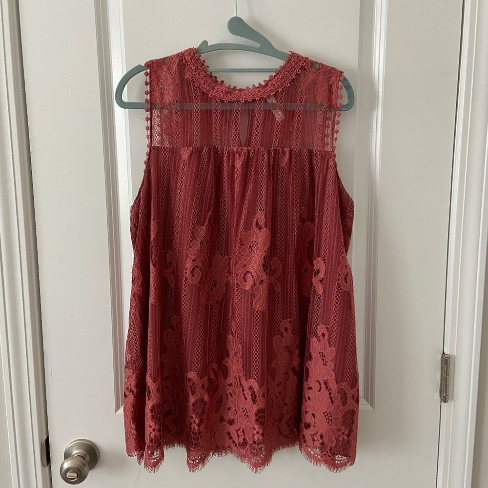 TARGET - XHILARATION - RUSTY ROSE LACE TANK - XL